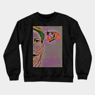 Girl with Butterfly Crewneck Sweatshirt